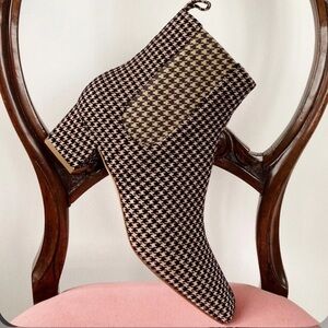 Rupert Sanderson London Houndstooth Velvet Leather Boots 38